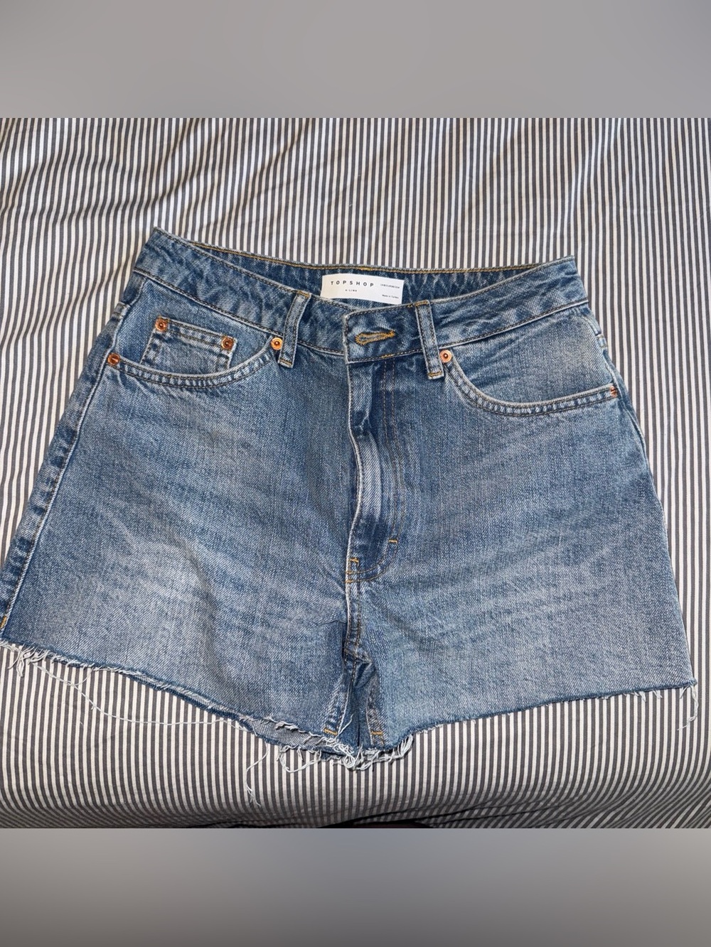 Topshop Light Blue Distressed Denim Cutoff Shorts